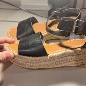 Black Espadrille Wedge Sandals